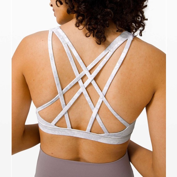 lululemon athletica Other - Lululemon Free To Be Serene Yoga Bra Open Back Strappy Light Grey 6